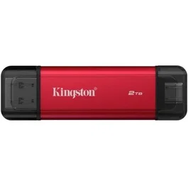 Kingston Dual Portable SSD 2TB - Unidad SSD Externa USB-C y USB-A 3.2 Gen 2, Velocidad Lectura 1050MB/s, Escritura 950MB/s, Carcasa Metálica Roja - SPSD/2TB
